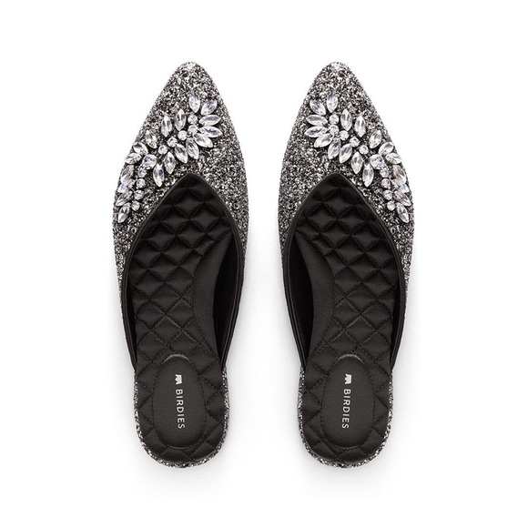 Birdies Shoes - Birdies The Swan Jeweled Gunmetal Sparkle